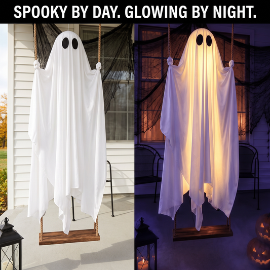 Swing-Style Hanging Ghost with String Lights